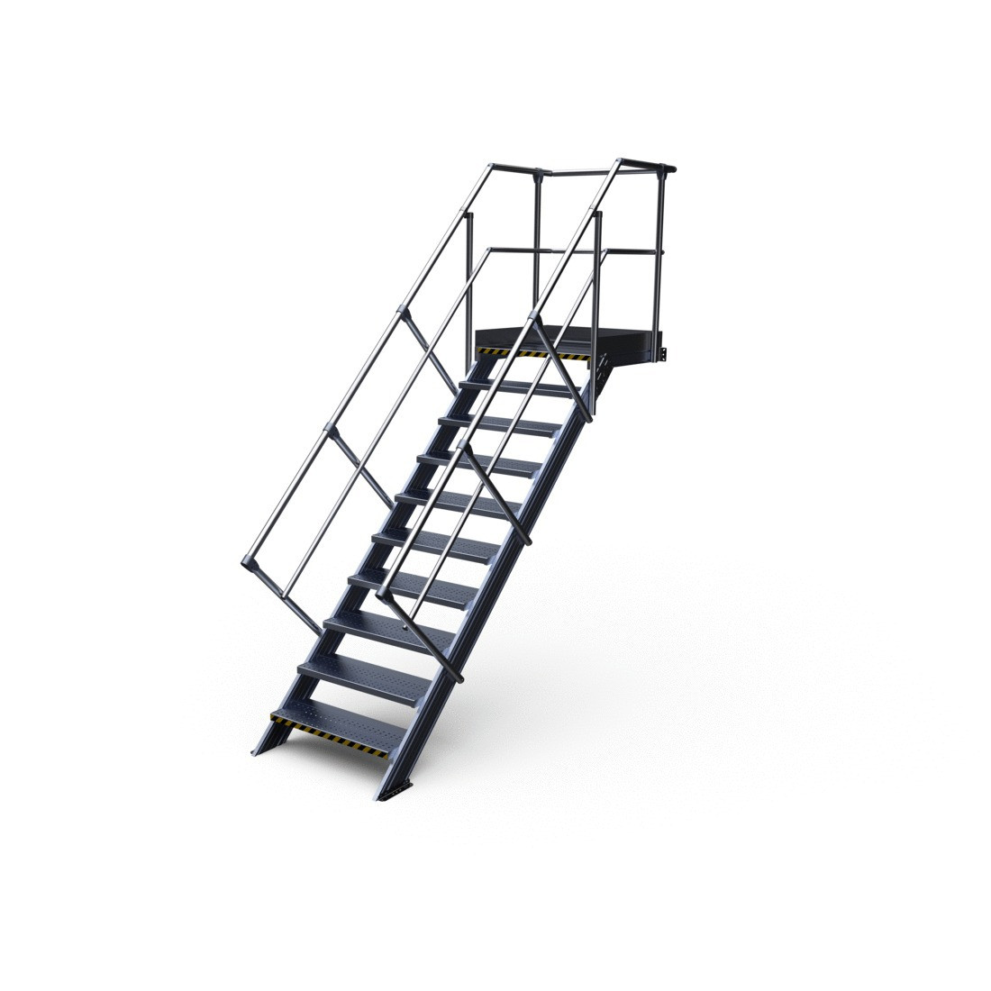Escalier industriel avec plate-forme 45° Largeur 600 mm